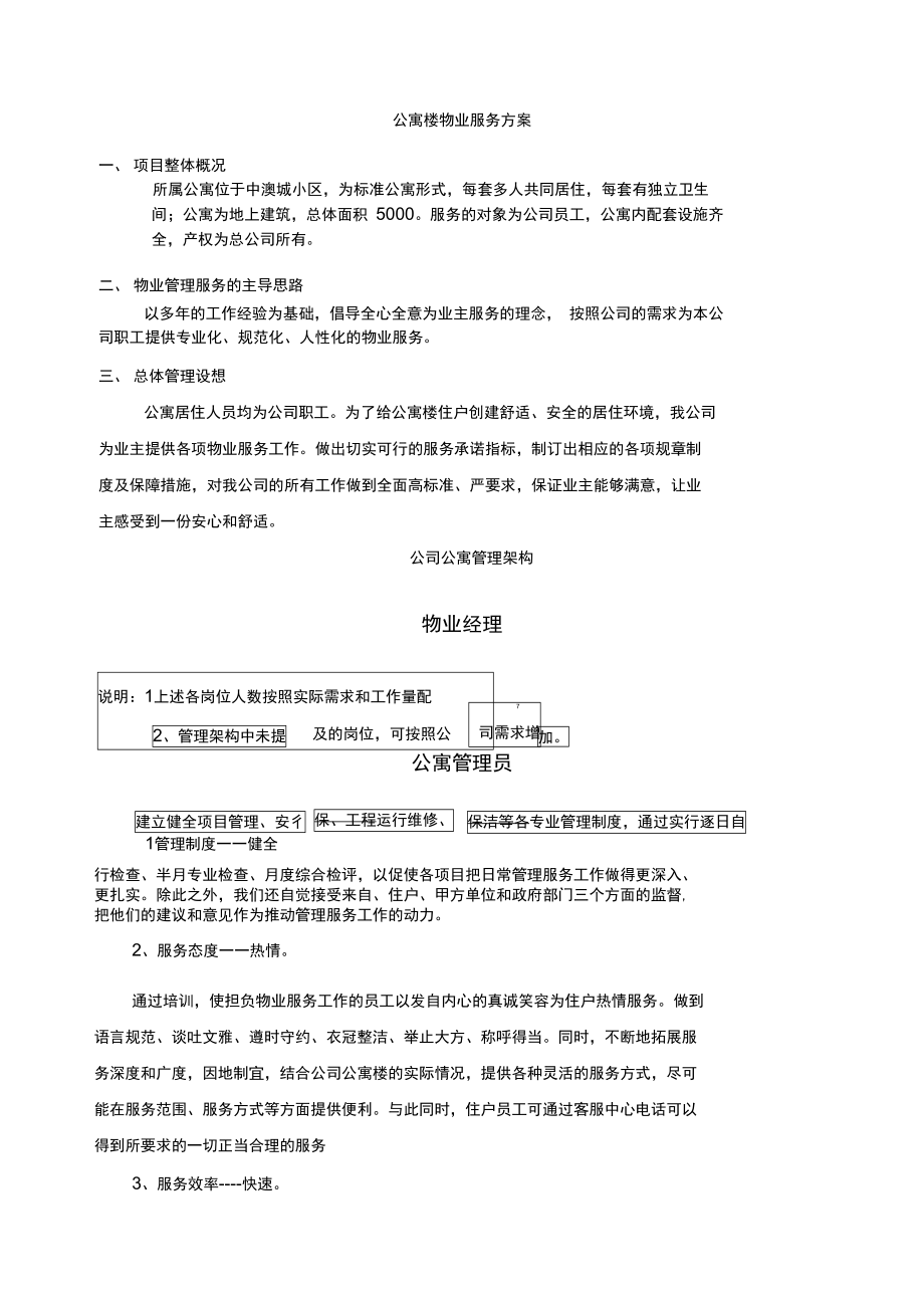 公寓物业服务方案